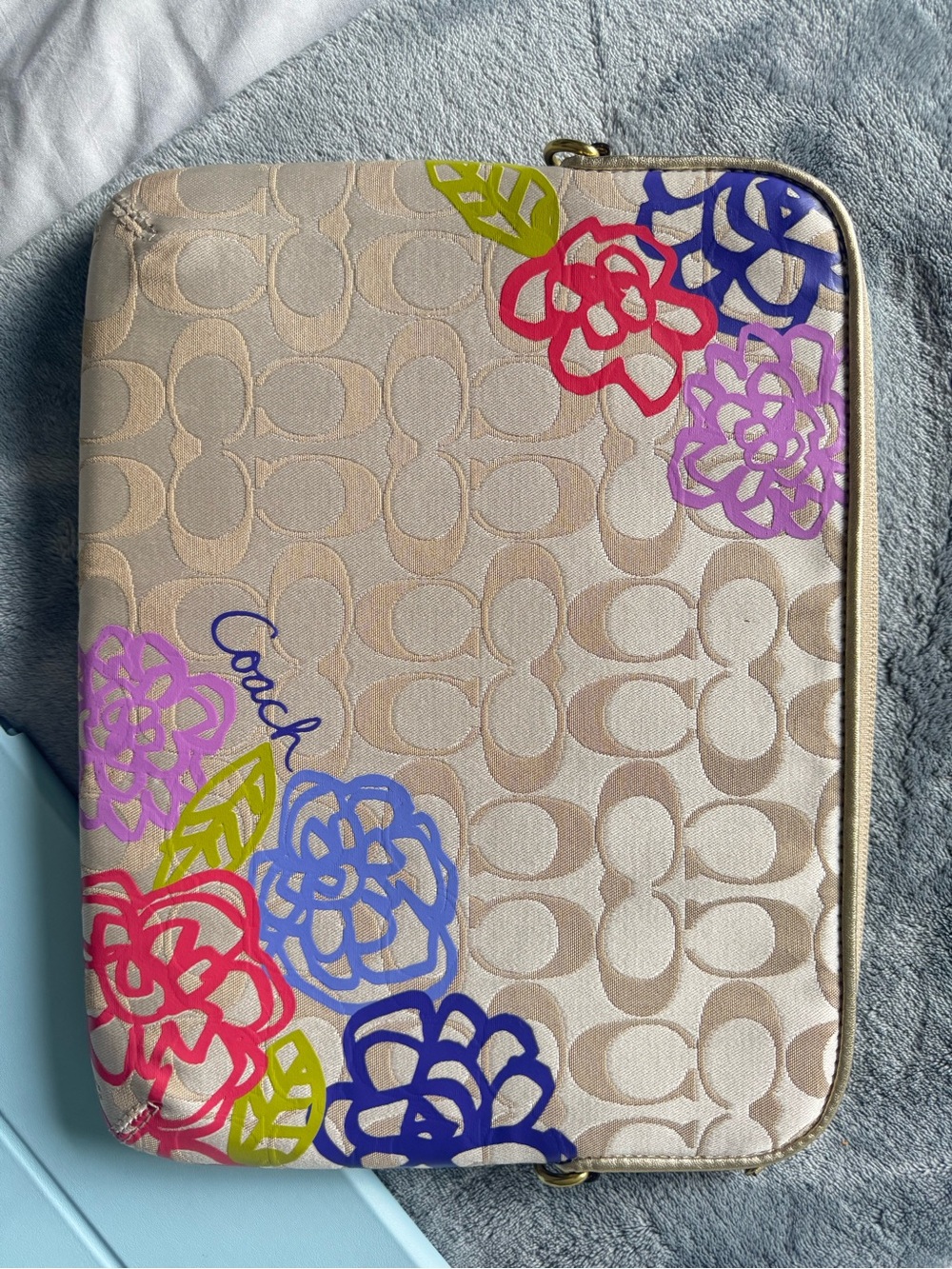 Coach Signature Floral Tablet iPad Zip Case Y2K